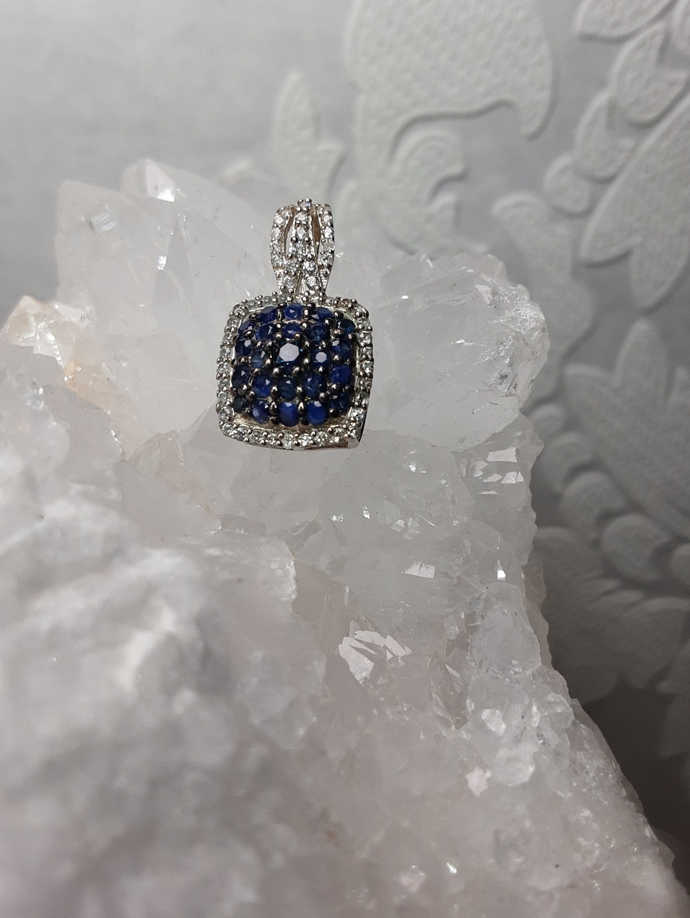 925 Blue Sapphire, White Zircon Pendant. Price Is Firm.
